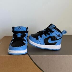Nike Air Jordan 1 Mid ‘University Blue’ Toddler Sneakers - SZ 2 C